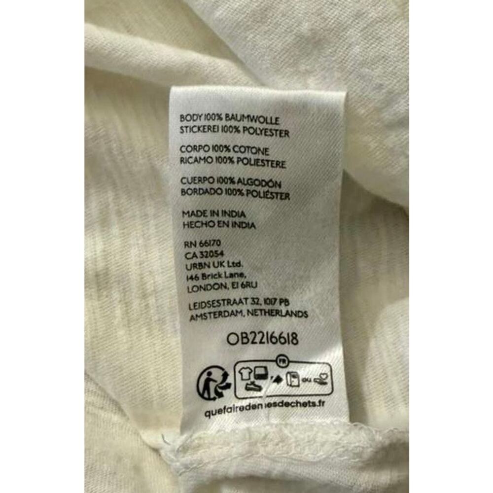 Pilcro Anthropologie The Bennie Slim Crew Neck Cotton-Slub Embroidered Tee Top S - Picture 8 of 9